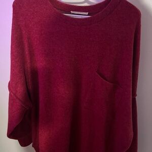 Zenana Cozy Red Sweater with Pocket